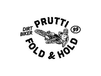 Prutti 99 Illustration and Typography badge black branding design graphic hand drawn illustration logo motorcross simple typography vector vintage white