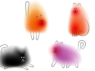 Cats animal art blur cartoon cat character funny gradient illustration minimal vector