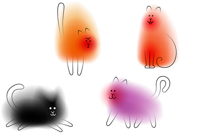 Cats animal art blur cartoon cat character funny gradient illustration minimal vector