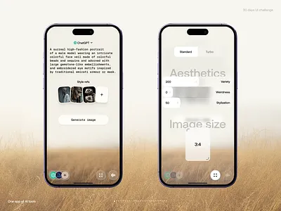 AI tool integrator & Settings screen ai chatgpt design liquid glass mobile app settings ui