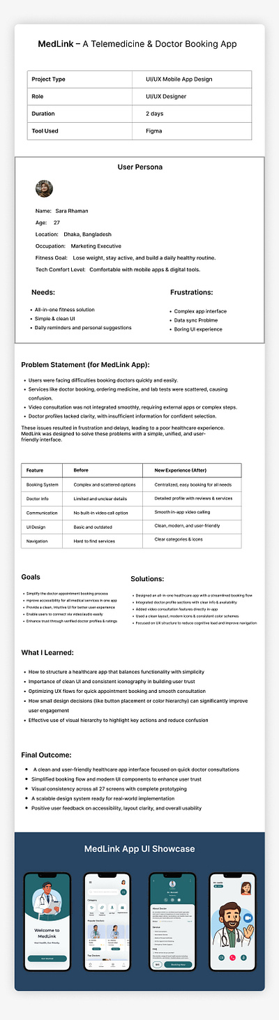 MedLink - medecial app case study app design design figam design mobile app ui ui design user e ux design