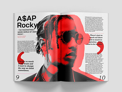 A$AP Rocky - Red Tone Magazine Feature a$ap a$ap rocky creative design graphic design illustration magazine magazine design magazine page page style red typo typography vibrant