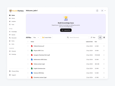 Noodle Factory - Modern LMS Dashboard for Smarter Classrooms 16pixel cleanui dashboarddesign designsystem edtechproduct edtechux figmadesign learningmanagementsystem lmsdesign productdesign uiuxdesign uxforeducation webappdesign