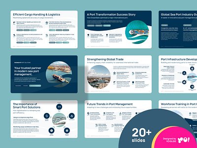 OCEANGATE Seaports Presentation PowerPoint Template cargo container harbor logistics marine ocean pitch deck pitch deck design powerpoint powerpoint template ppt ppt template presentation presentation design presentation powerpoint seaport shipping ships transport transportation