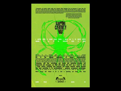Slapping Creativity Back - Typographic Poster ad advertising art craft bold bold typography conceptual creative design event event poster green poster poster design typo typographic poster typography vibrant design