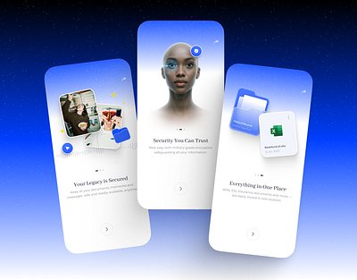 Memoark App – Secure Onboarding UI for a Digital Legacy ai aiui aiux appdesign application dailyui designsystem digitallegacy emotionaldesign interfacedesign iosdesign memoriesmatter mobileui onbording productdesign securityapp sliders uidesign uiux uxdesign