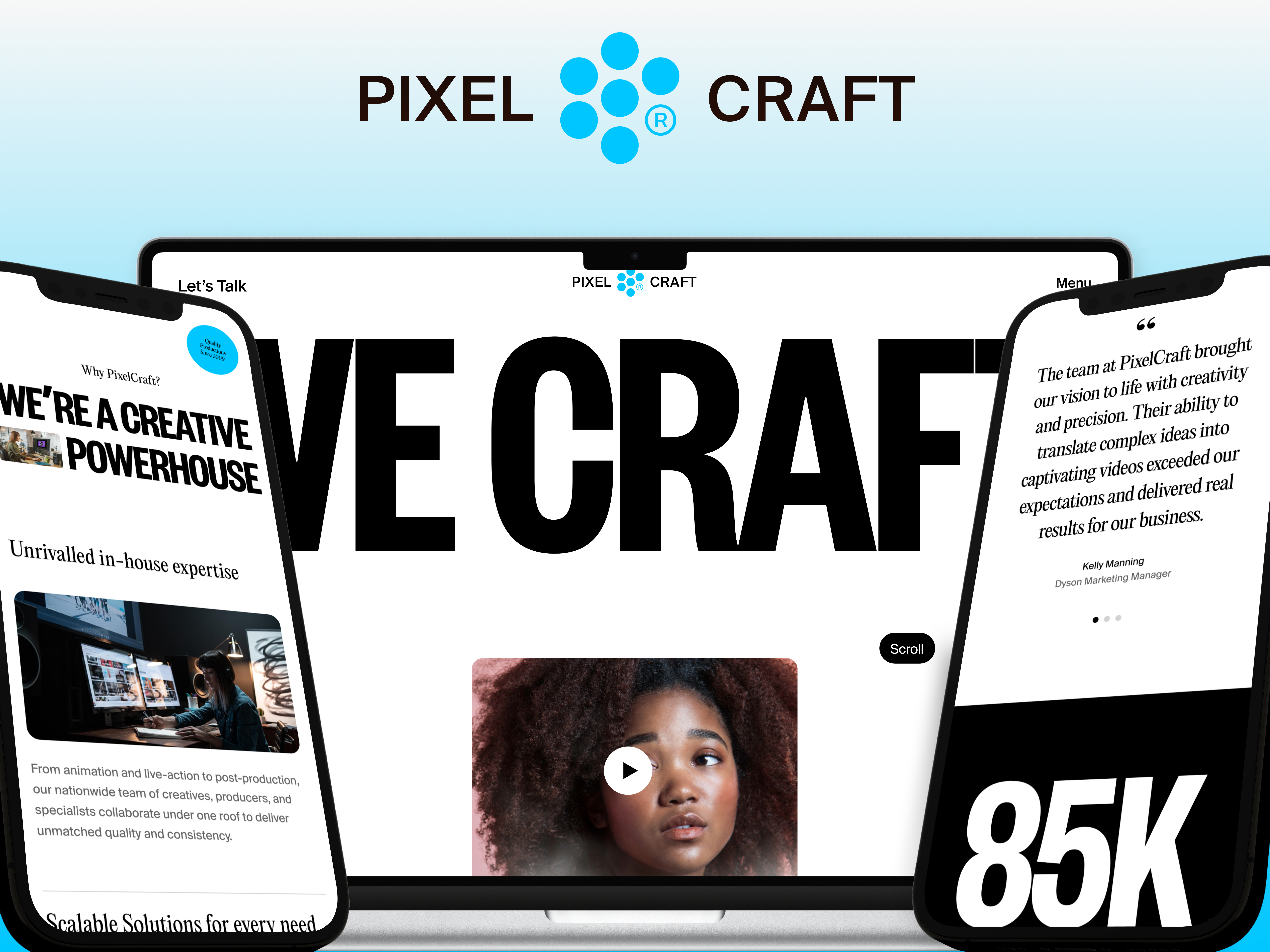 Pixel Craft 🎥 animationstudio branding pixelcraft ui uianimation visualdesign