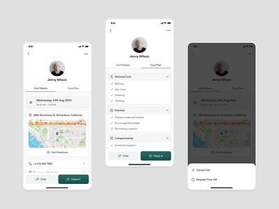 Visit Details + Care Plan = Full Context. Clear Decisions App UI branding care plan careappdesign caregivers clean ui clear decisions empowers caregivers healthcare products illustration mobile app design patient care patients family patients home personalized care plan powerful healthcare productdesign scheduled date smarter care starts uxforgood visit details