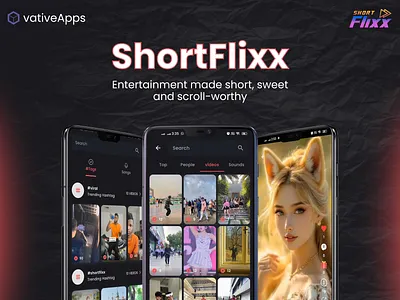 Shortflix App | TikShot Clone app design app development company app ui design figma graphic design mobile app design mobile ui ui uiux ux