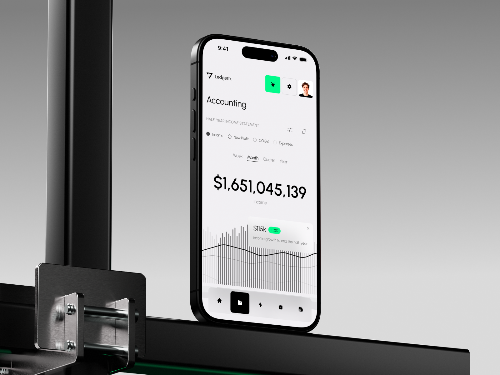 Ledgerix CRM - Finance Mobile App accounting ai app automation b2b business crm dashboard design finance fintech interface management mobile product saas service software ui ux