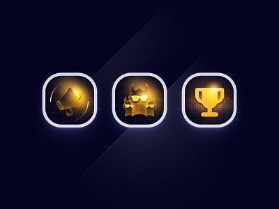 Invite Friends Icons crowdsec cybersecurity dark design icons illustration marketing opensource rewards speaker trophy ui web