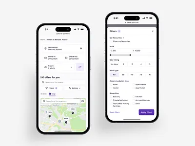 TravelPoint - Mobile Filters apply filters dashboard filters ios mobile price responsive search travel ui ux