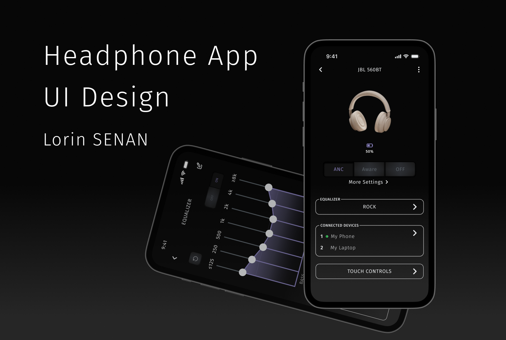Headphone Control App - UI Design Concept design concept graphic design mobile app motion graphics rive ui ui animation ui design