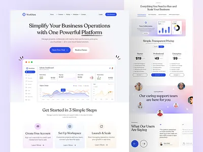 SaaS Platform Landing Page Design analytics business cleanui crm dashboard figmadesign landingpage minimaldesign mockup design modernui productdesign projectmanagement saas saas landing page saas website uiux uiux designer uiuxdesigner uxdesign webdesign