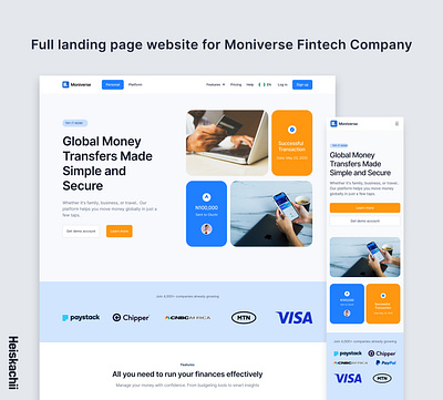 Full Landing Page for Moniverse Fintech Company design figma fintech product ui ux website design