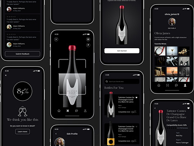 Wine Scanner App 3d ai animation branding chat bot daek mood mobile app modern profile screen scanner simple ui wine wine app