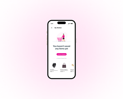 Empty Wishlist Screen ecommerceux empty screen figma shopping app ui design ux design