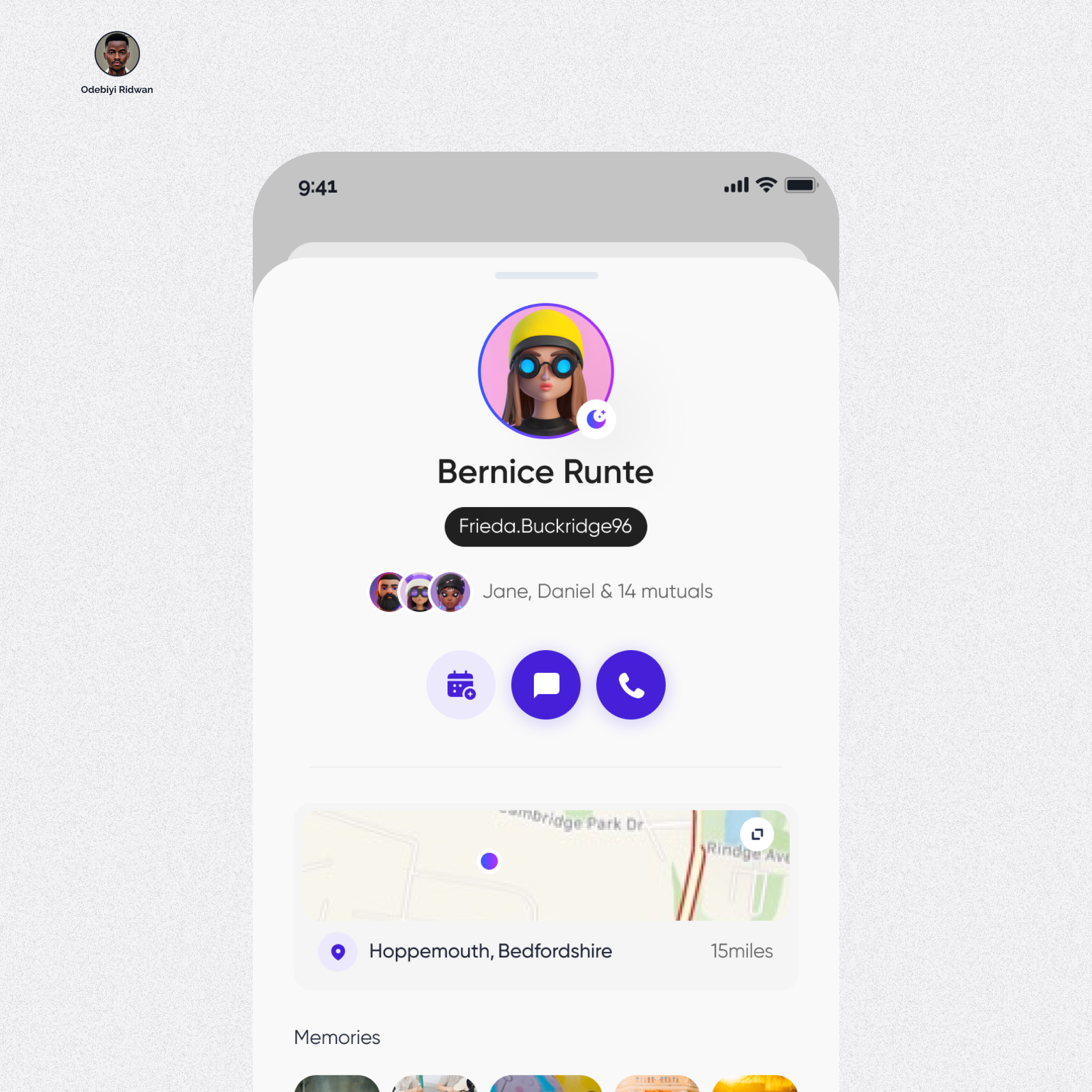 Profile View app bio design figma friends mobielapp mobile social socialapp ui