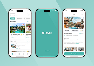 Hospy App - Hotel Booking UI Kit airbnb android apartement detail green homestay hotel hotel booking hotel rent ios mobile modern room search splash