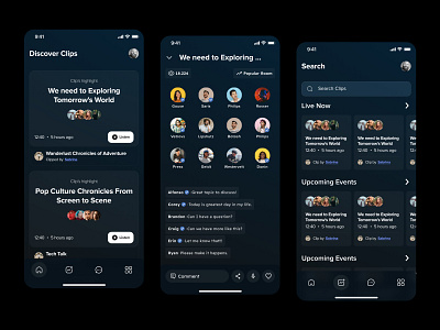 Live Audio and Podcast App Design clubhouse interaction design live audio live podcast podcast