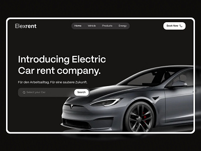 Electric Car Rental Landing Page Design car rental design system electric car tesla vehicle