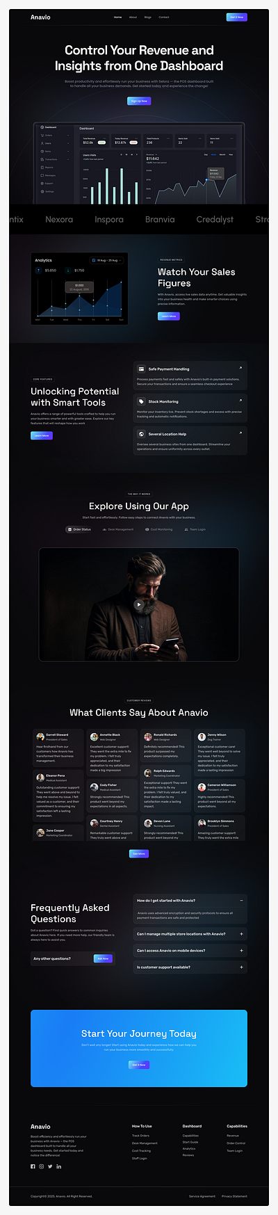 Anavio – Smart Revenue Dashboard Landing Page landig page paydo saas ui