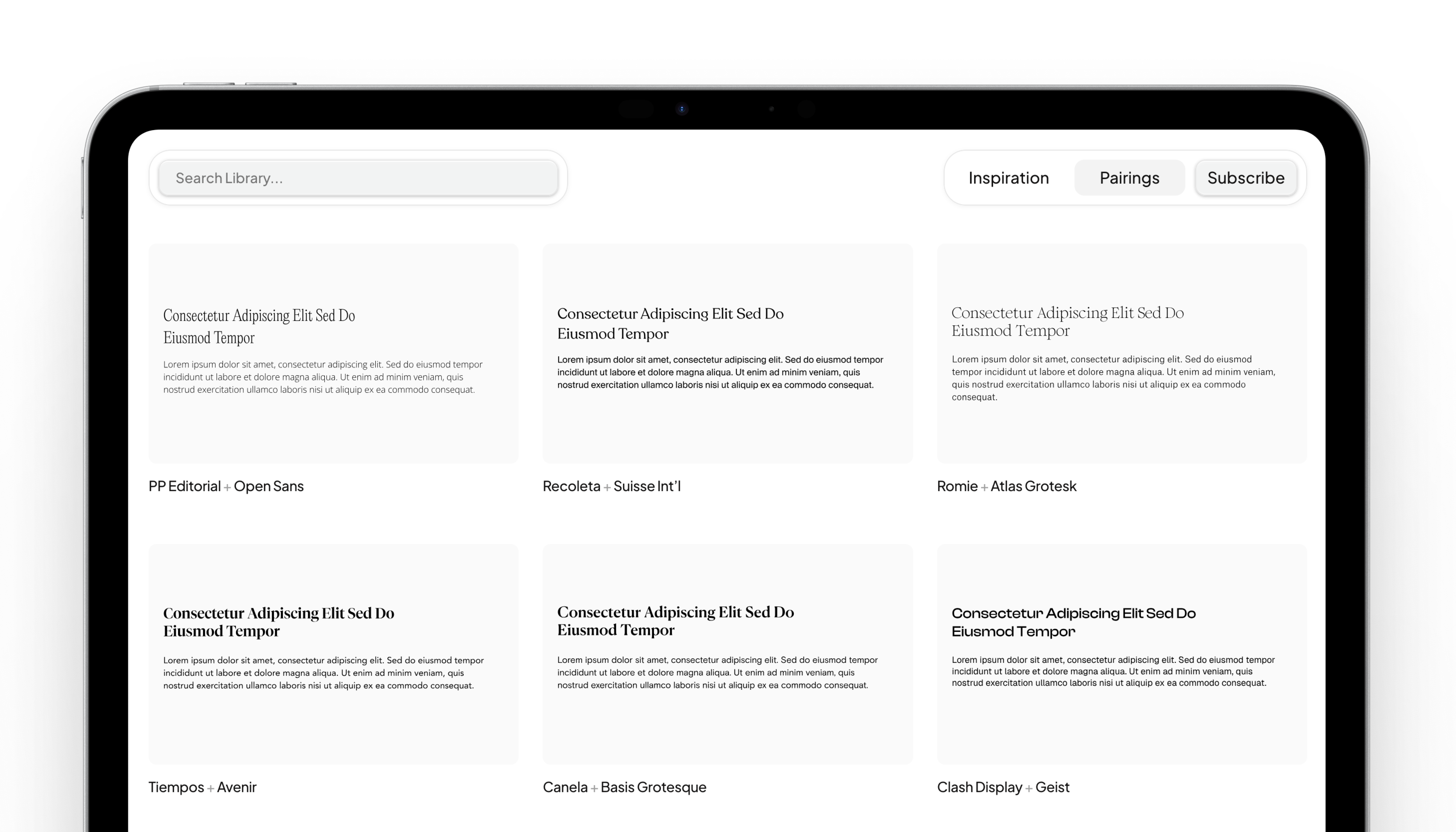 Font Pairings app branding design figma filter fonts graphic design icon illustration logo pairings search typography ui ux