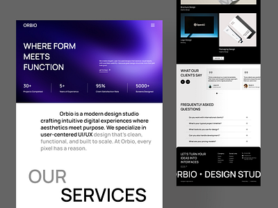 Orbio - Design Studio Landing Page design design agency design agency website design studio design studio website landing page design ui user interface design ux web design website design website ui