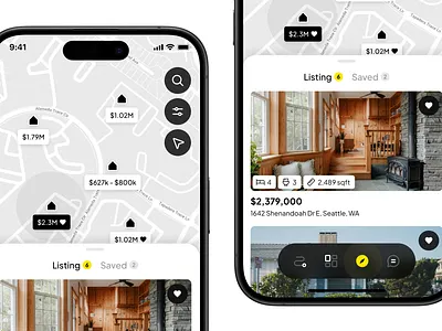 Real Estate Map Feature app design explore filter house interaction interface iphone map pin real estate search ui ui ux ux
