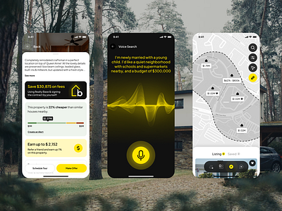 Real Estate Features ai app comparison design draw explore filter house interface iphone map map selection real estate ui ui ux ux voice