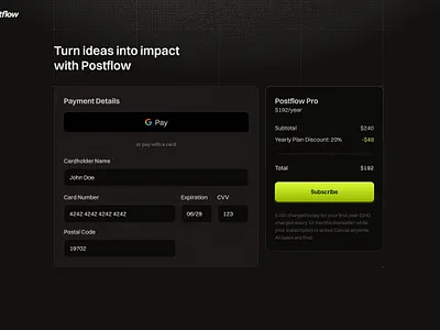 Daily UI 002 — Credit Card Checkout billing card details checkout credentials form saas subscription ui