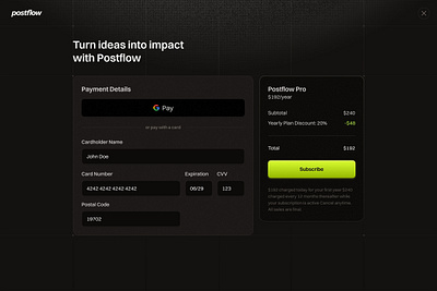 Daily UI 002 — Credit Card Checkout billing card details checkout credentials form saas subscription ui