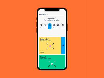 Medication Reminder App UI app app design application application design habit habit tracker orange orange background ui ui design user interface ux uxui vibrant