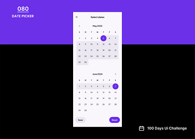 DailyUIchallenge Day 080/100 Prompt: Date Picker ui