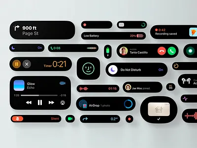 Mobile Notifications & Controls Concept concept dark dark mode design dynamic island icons interface design ios landing page notifications operating system system ui ui ui design ui ux ux design