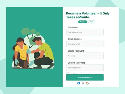 Volunteer - Signing Up Page #DailyUI001