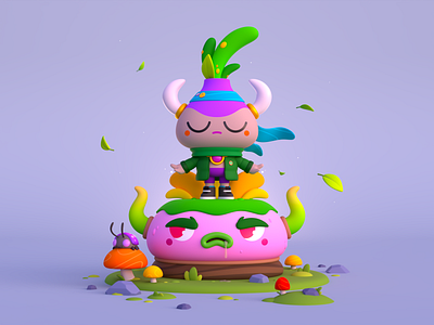 Ritual 3d 3d character character character design cute design digital art fantasy game art game design illustration illustrator motion nature render ritual ui vector