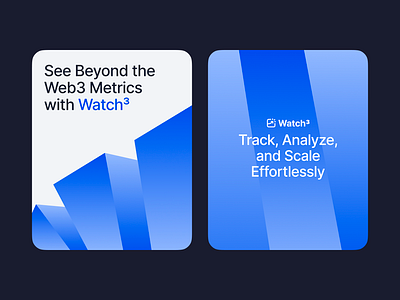 Watch3: Visual Snippets analytics app branding cards community data engage gradient hiportfolio illustration metrics mobile track watch web3 website