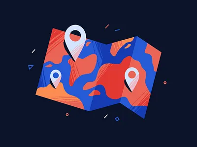 Map Illustration art colorful design flat guide illustration illustrative map illustrator location map pin world