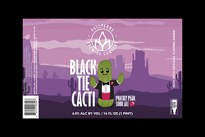Black Tie Cacti beer label character design graphic design label design