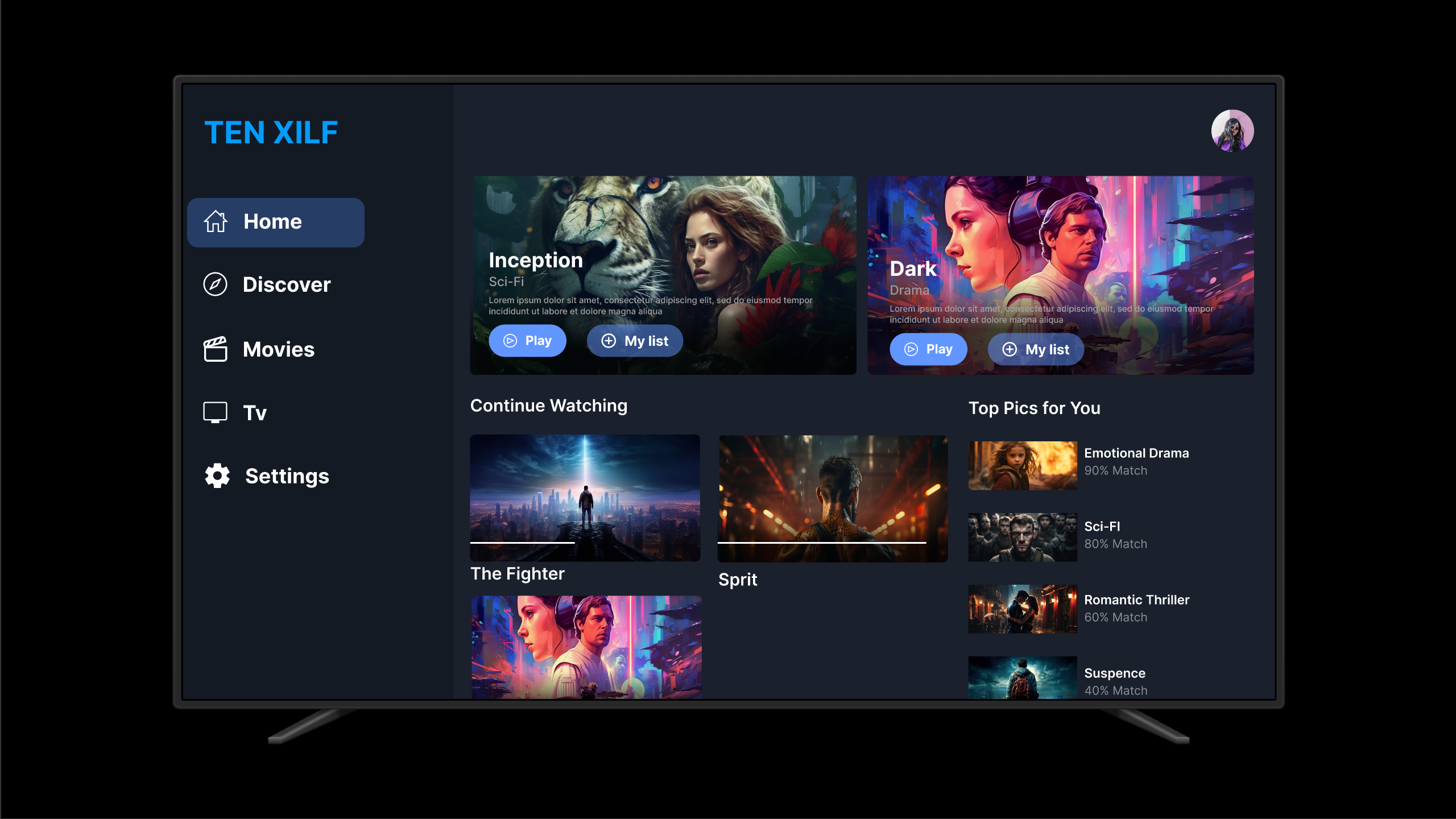 TV App 3d app branding design graphic design illustration logo text tv typography ui ux