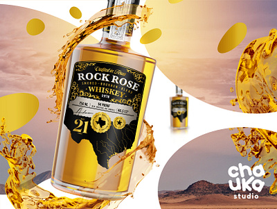 Rock Rose Whiskey Label affinity designer distillery graphic design key visual label label design texas vector whiskey