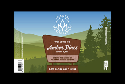 Amber Pines beer label graphic design label design