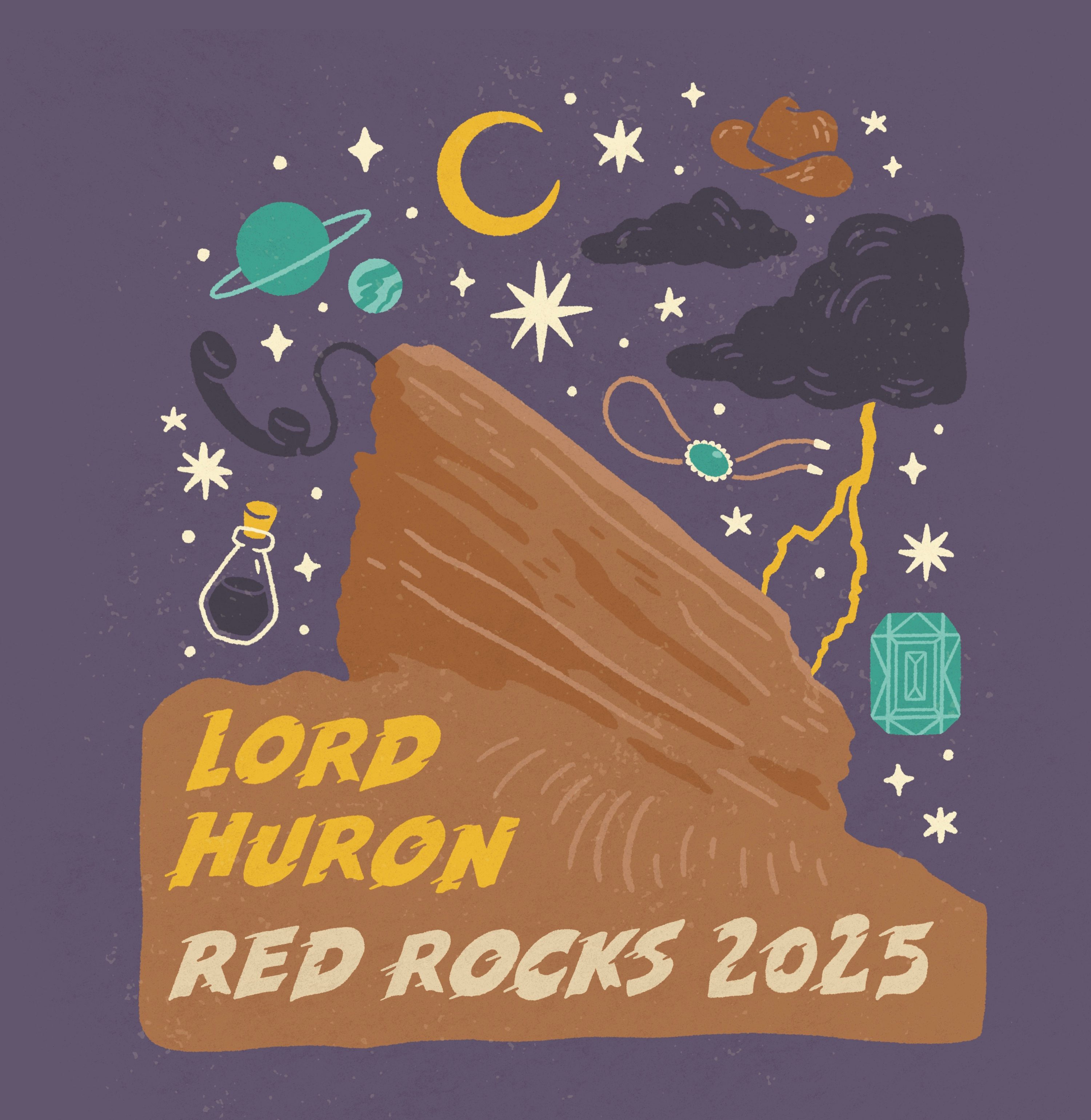 Lord Huron at Red Rocks sticker art hand drawn illustration procreate