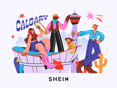 Stampede x SHEIN art calgary character characters city clothes colorful cowboy design event fashion flat illustration illustrator rodeo show western