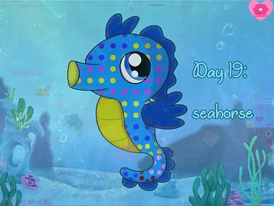 Junefairytale Day 19: seahorse art post art tag digital art drawing fan art illustration