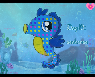 Junefairytale Day 19: seahorse art post art tag digital art drawing fan art illustration
