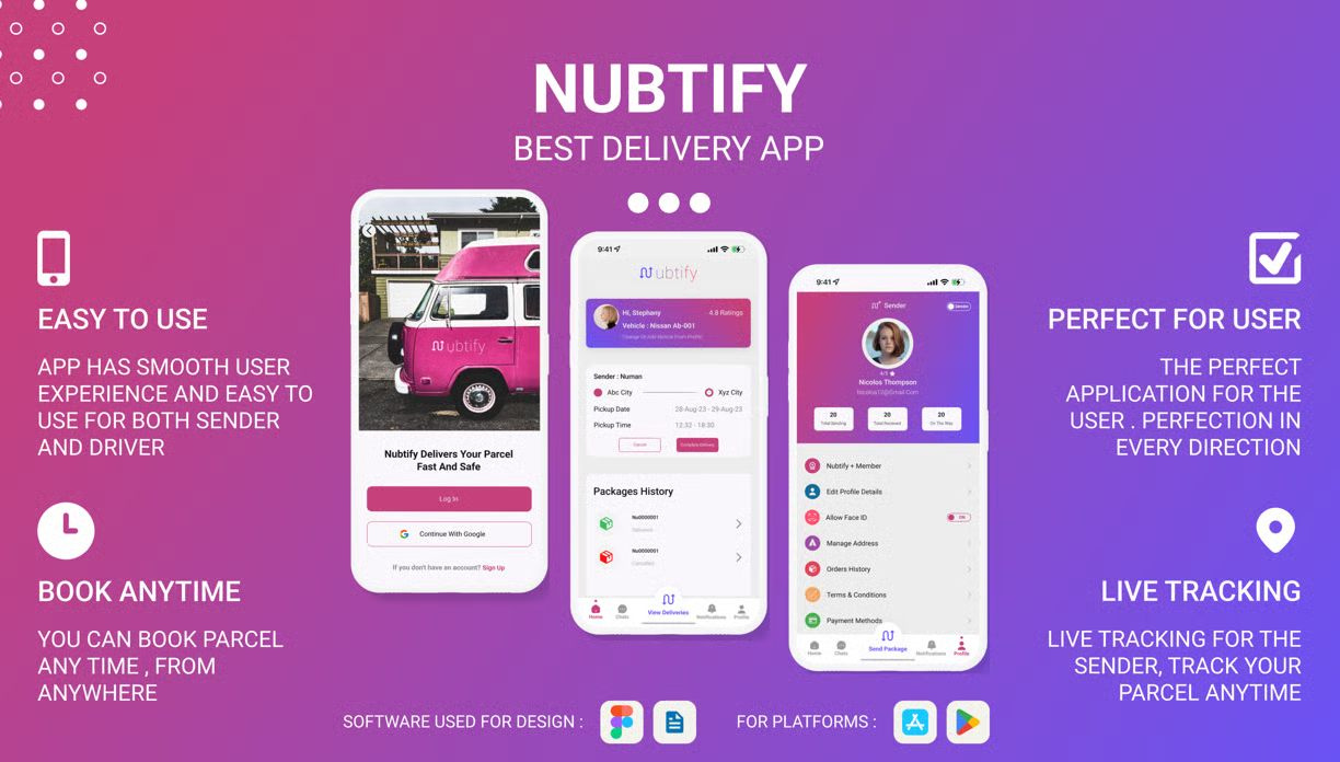 Nubtify -Mobile App Design adobe best branding creative delivery delivery app figma graphic design ios login mobile app ui uiux user ux