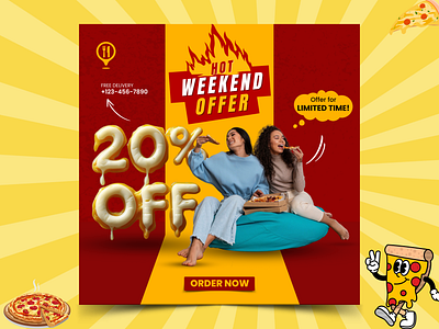 Fast food Restaurant Social media post concept ai branding content writing creative post digital marketing facebook post fast food flyer design food graphic design illustration instagram post logo design pizza promotional post restaurant sale offer social media post unique weekend offer