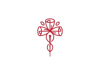 Caduceus Rose Logo beauty caduceus care cosmetic feminine floral flower god health luxurious medical nature planner plant rose salon spa treatment wedding wellness